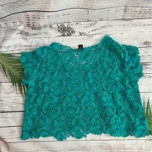 Torrid Teal Lace Crop Top